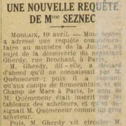 Excelsior 1926 04 11 Une nouvelle requête de Mme Seznec au ministre de la Justice