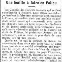 Journal des débats 1926 04 11 Une excursion archéologique à Civray
