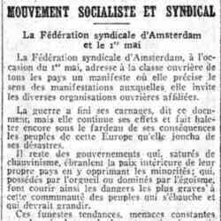 Journal des débats 1926 04 11 La Fédération syndicale d'Amsterdam et le 1er mai Mouvement socialiste et syndical