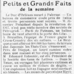 Le Funi 1926 04 11 Petits et Grands Faits de la semaine