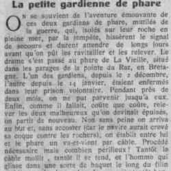 Le Petit journal illustré 1926 04 11 La petite gardienne de phare