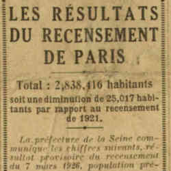 Excelsior 1926 04 18 Les résultats du recensement de Paris