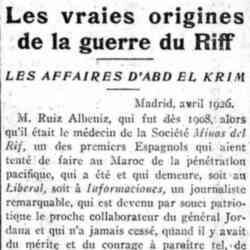 Journal des débats 1926 04 18 01 Les vraies origines de la guerre du Riff