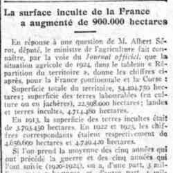 Journal des débats 1926 04 18 La surface inculte de la France a augmenté de 900.000 hectares