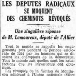LHumanité 1926 04 18 Les députés radicaux se moquent des cheminots révoqués