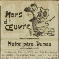 v LOeuvre 1926 04 18 Les lecteurs qui cherchent la joie de lire doivent être semblables aux petits enfants - Le Père Dumas Hors d'oeuvre