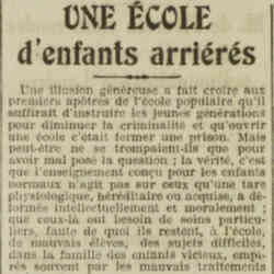 L'Oeuvre 1926 04 18 04 Une école d'enfants arriérés