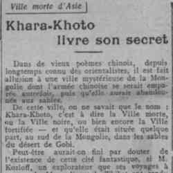 Comoedia 1926 04 25  Ville morte d'Asie, Khara-Khoto livre son secret