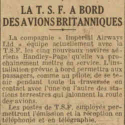 Excelsior 1926 04 25 La TSF à bord des avions britanniques
