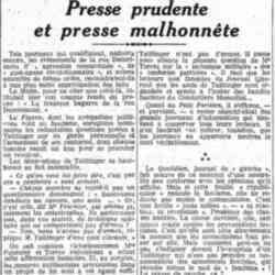 L'Humanité 1926 04 25 Presse prudente et presse malhonnête
