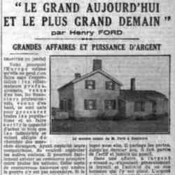 Le Petit Parisien 1926 04 25 Henry Ford chap III suite Le grand aujourd'hui le pus grand demain