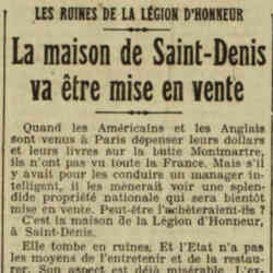 L'Oeuvre 1926 05 02 Les ruines de la légion d'Honneur
