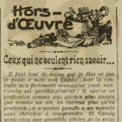 L'Oeuvre 1926 05 02 En spiritisme un cheveu s'appelle un fil fluidique. Hors d'oeuvre