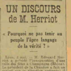 La Dépêche 1926 05 02 Pourquoi ne pas tenir au peuple l'âpre langage de la vérité