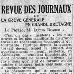 Le Matin 1926 05 02 La grève générale en Angleterre : revue des journaux