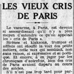 Le Matin 1926 05 02 Les vieux cris de Paris
