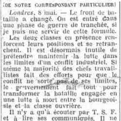 L'Humanité 1926 05 09 L'Angleterre sera sans feu ni lumière