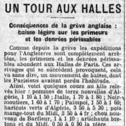 Le Gaulois 1926 05 09 Conséquences de la grève anglaise : Un tour aux Halles