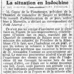 Journal des débats 1926 05 16 Situation en Indochine. Alexandre Varenne gouverneur général décrié