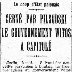 LHumanité 1926 05 16 01 Le coup d'Etat polonais: CERNÉ PAR PILSUDSKI LE GOUVERNEMENT WITOS A CAPITULÉ