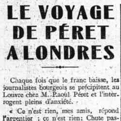 L'Humanité 1926 05 16 Le voyage de Péret à Londres