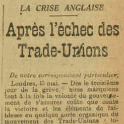 La Dépêche 1926 05 16 Après léchec des Trade Union