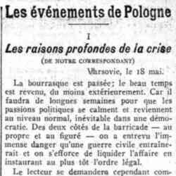 Journal des débats 1926 05 23 Evénements en Pologne raisons profondes de la crise