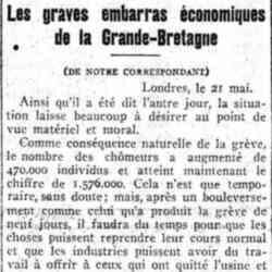 v Journal des débats 1926 05 23 Les graves embarras économiques de la Grande Bretagne