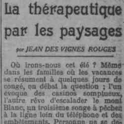 Paris soir 1926 05 25 Thérapeutique par les paysages