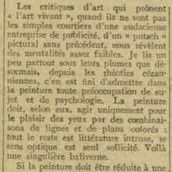 v La Dépêche 1926 05 30 Les critiques d'art qui prônent «l'art vivant»