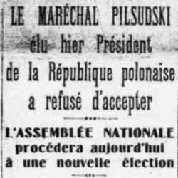 Le Quotidien 1926 06 01  Pilsudski refuse la présidence de la Pologne