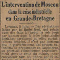 Le Journal 1926 06 06 L'intervention de Moscou dans la crise industrielle en Grande-Bretagne