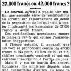 Le Matin 1926 06 06 Indemnité des parlementaires