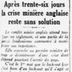 Le Quotidien 1926 06 06 Après trente-six jours la crise minière anglaise reste sans solution