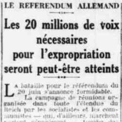 Le Quotidien 1926 06 06 Le referendum allemand pour l'expropriation