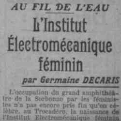 Paris soir 1926 06 06 01 L'Institut électro mécanique féminin