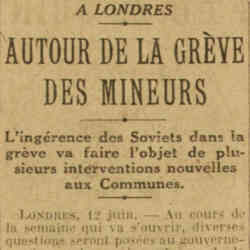 v Excelsior 1926 06 13 Ingérence des Soviets dans la grève des mineurs.