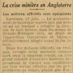 Excelsior 1926 06 20 Crise minière en Angleterre