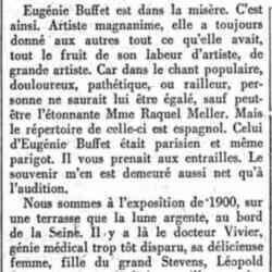L'Action française 1926 06 20 Eugénie Buffet est dans la misère
