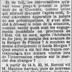 Le Matin 20 juin 1926 Edouard Herriot renonce à former le ministère