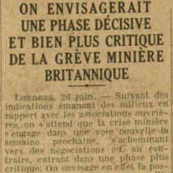 Excelsior -27 juin 1926 la crise minière britannique pourait se durcir