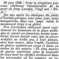 Le Figaro littéraire -27 juin 1926 Vingtième anniversaire de la mort de Jean Lorrain