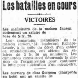Victoire des menuisier et des charpentiers