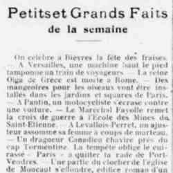 Petits et grands faits de la semaine 04 juillet 1926