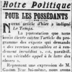Pour les possédants. Une politique fiscale «socialement injuste»