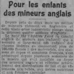 Pour les enfants des mineurs Anglais