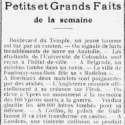 Petits et grands faits de la semaine 11 juillet 1926