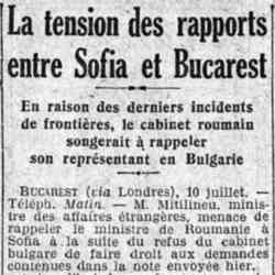Tension des rapports entre Sofia et Bucarest