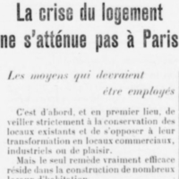 la crise du logement à Paris