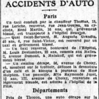accidents d'autos - faits divers